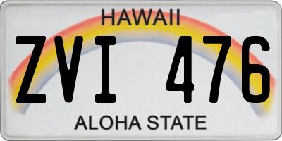 HI license plate ZVI476