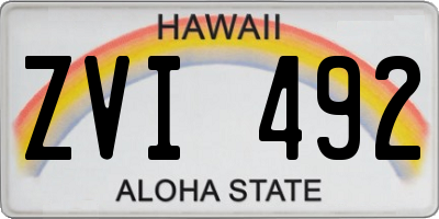 HI license plate ZVI492