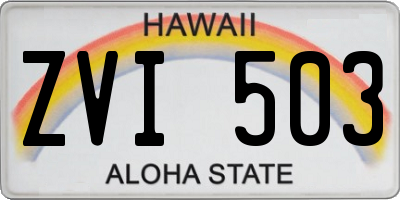 HI license plate ZVI503