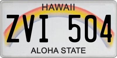HI license plate ZVI504