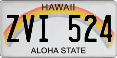 HI license plate ZVI524