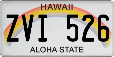 HI license plate ZVI526