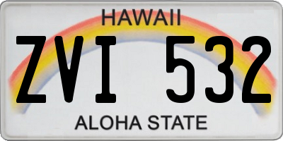 HI license plate ZVI532
