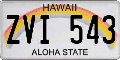 HI license plate ZVI543