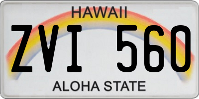 HI license plate ZVI560
