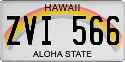 HI license plate ZVI566