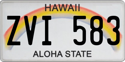 HI license plate ZVI583