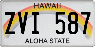 HI license plate ZVI587
