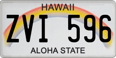 HI license plate ZVI596