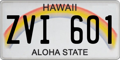 HI license plate ZVI601
