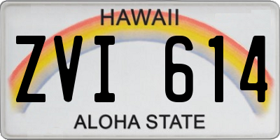 HI license plate ZVI614