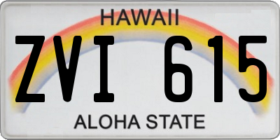 HI license plate ZVI615