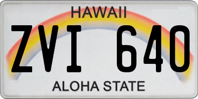 HI license plate ZVI640