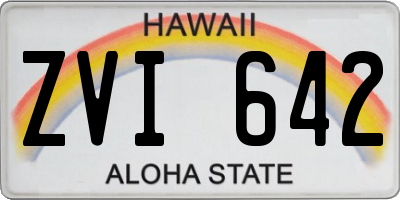 HI license plate ZVI642