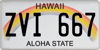 HI license plate ZVI667
