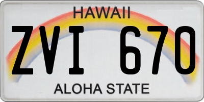 HI license plate ZVI670