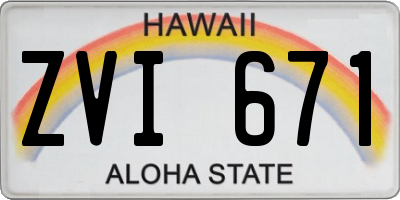 HI license plate ZVI671