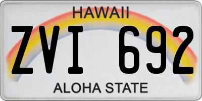 HI license plate ZVI692