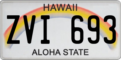 HI license plate ZVI693