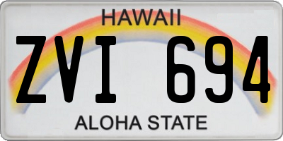 HI license plate ZVI694