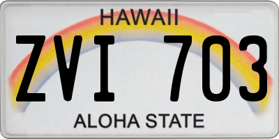HI license plate ZVI703