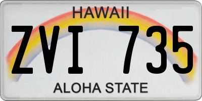 HI license plate ZVI735