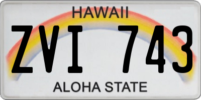 HI license plate ZVI743