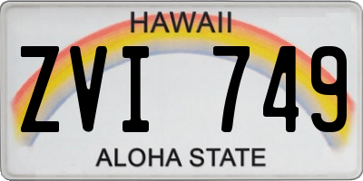 HI license plate ZVI749