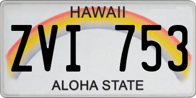 HI license plate ZVI753