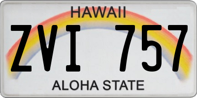 HI license plate ZVI757