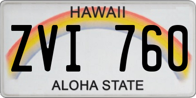 HI license plate ZVI760