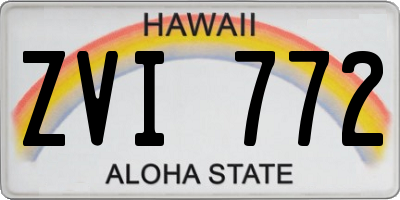 HI license plate ZVI772