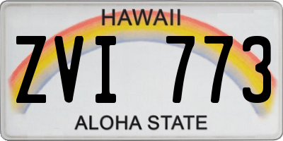 HI license plate ZVI773