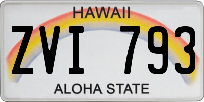 HI license plate ZVI793