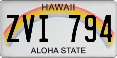HI license plate ZVI794