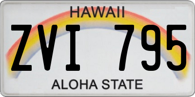 HI license plate ZVI795