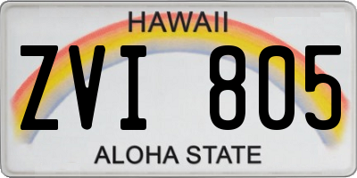 HI license plate ZVI805