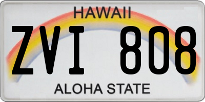 HI license plate ZVI808