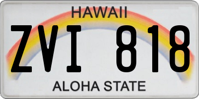 HI license plate ZVI818