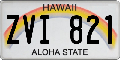 HI license plate ZVI821
