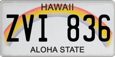 HI license plate ZVI836