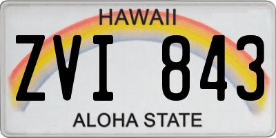 HI license plate ZVI843