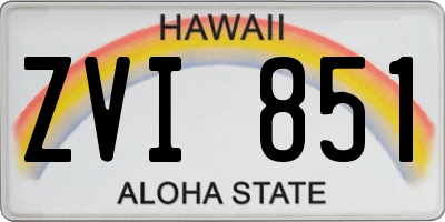 HI license plate ZVI851