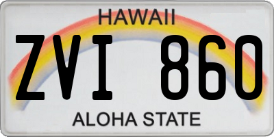 HI license plate ZVI860