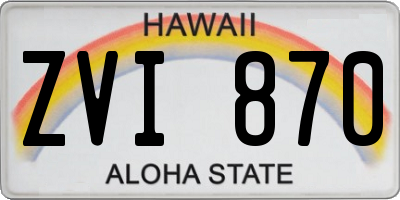 HI license plate ZVI870