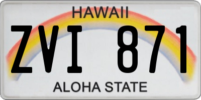 HI license plate ZVI871
