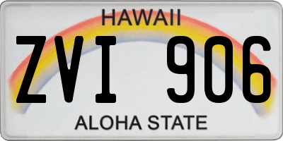 HI license plate ZVI906
