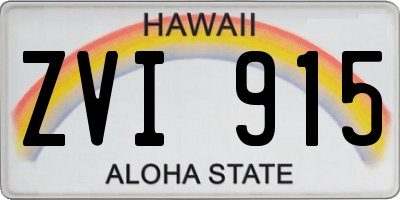 HI license plate ZVI915
