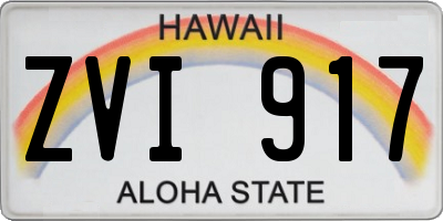HI license plate ZVI917