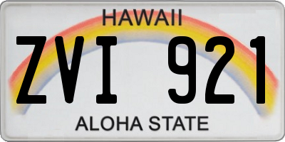 HI license plate ZVI921